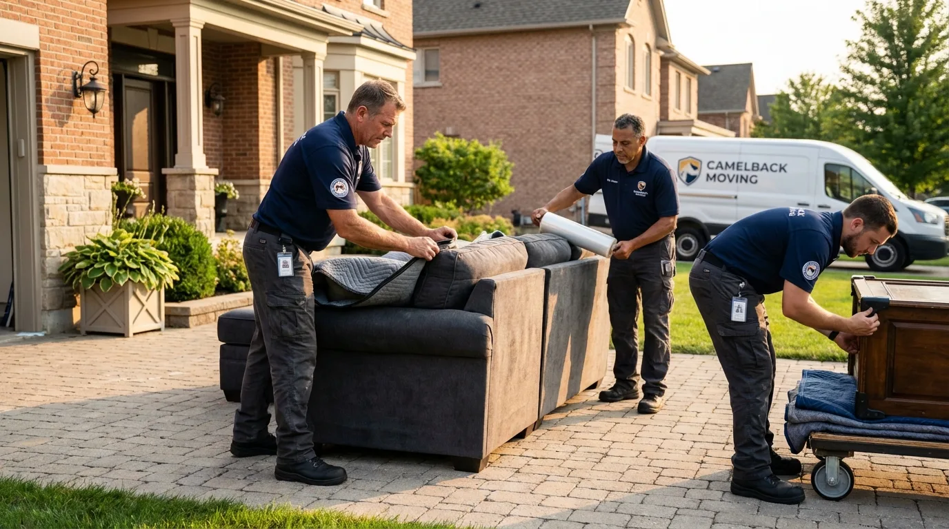Large estate moving crew wrapping furniture in Carmi, IL
